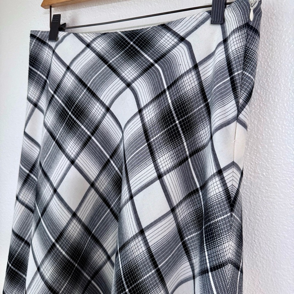 East 5th Plaid Bias Cut Lined Midi Skirt Black/White- Women’s Size 10 - Picture 2 of 11